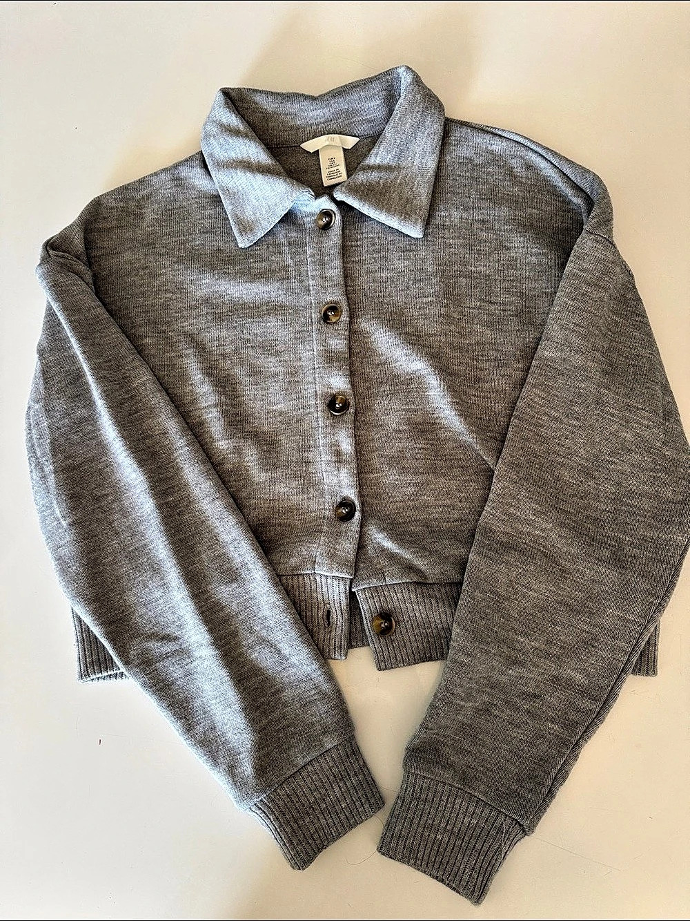 H&M Gray Collared Cardigan Size Medium Like New
